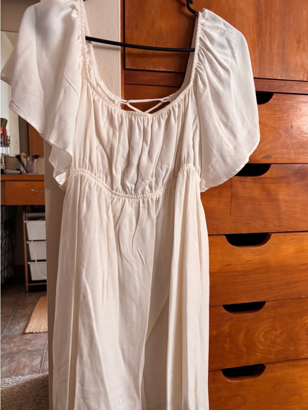 White Flowy Peasant Maxi Dress